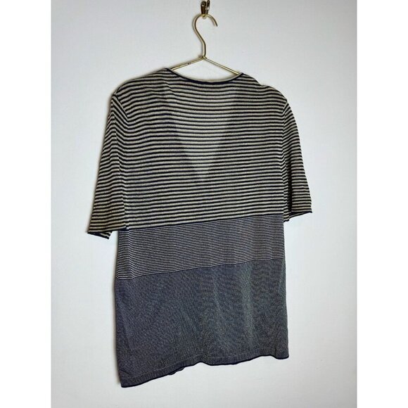 Escada Striped Short Sleeve Button Sweater Blouse Cardigan - Picture 9 of 9